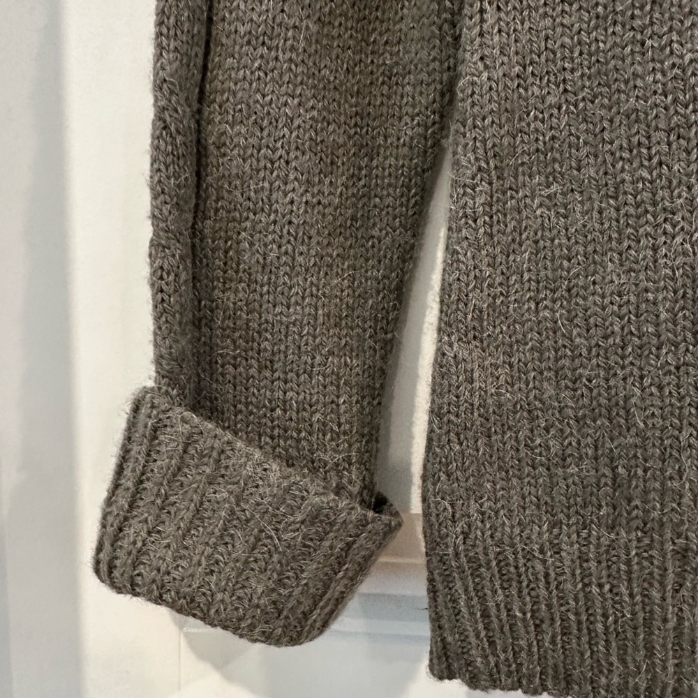 Zara Green Wool Alpaca Sweater Women’s Large Shawl Collar - Picture 11 of 14
